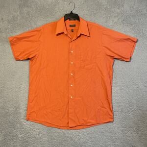 ARROW Deep Rust Red Poly/Cotton Poplin Dress Short Sleeve Shirt 17 XL